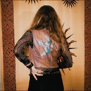 “Free Bird” Hand-Painted Vintage Leather Vest